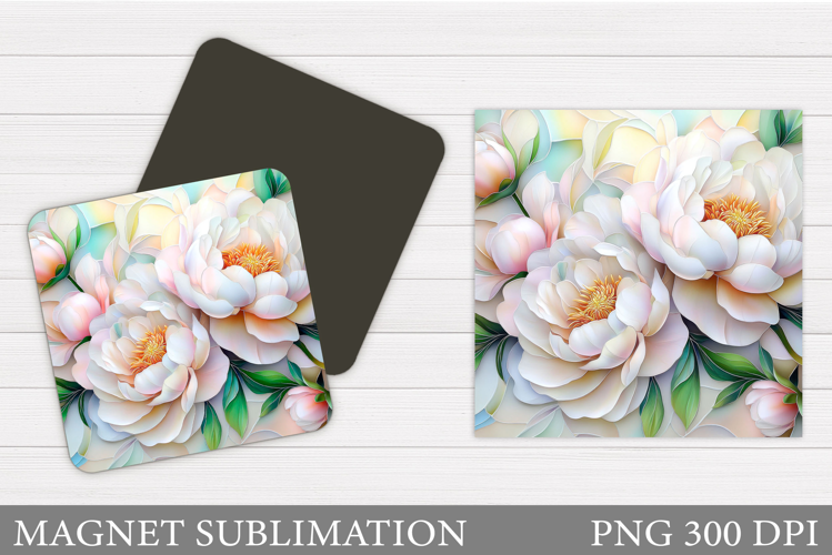 Flowers Square Magnet Design. Flowers Magnet Sublimation