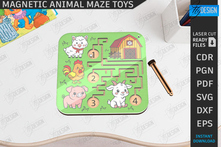 Magnetic Maze Game Laser Cut|Maze Toy|Laser Toys|Wood Design