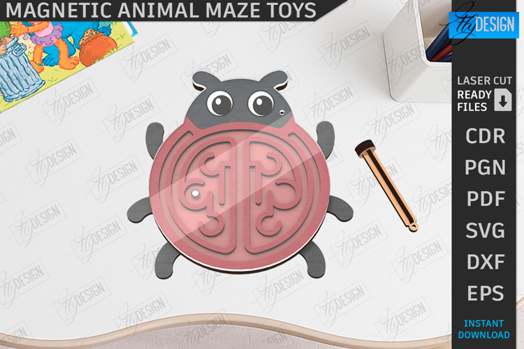 Magnetic Maze Game Laser Cut|Maze Toy|Laser Toys|Wood Design example image 1