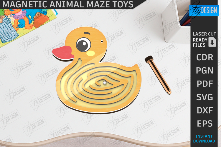 Magnetic Maze Game Laser Cut|Maze Toy|Laser Toys|Wood Design example image 1