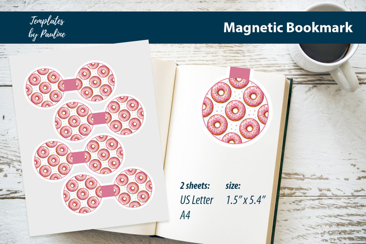 Cute Donut Magnetic Bookmark Printable, Print and Cut example image 1