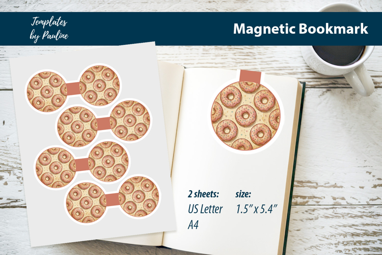 Cute Donut Magnetic Bookmark Printable, Print and Cut example image 1
