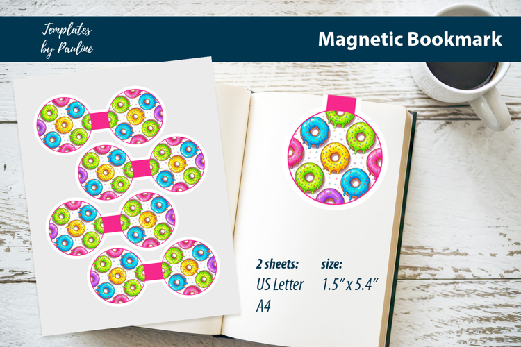 Donut Magnetic Bookmark Printable for Journaling and Reading example image 1