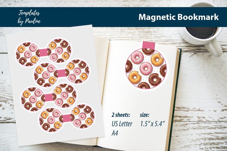 Cute Printable Donut Magnetic Bookmark, Print and Cut