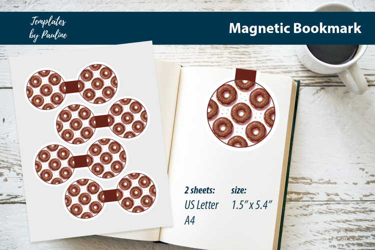 Donut Magnetic Bookmark Printable, Print and Cut