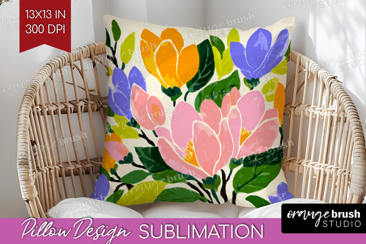 Magnolia Modern Floral Pillow Sublimation Sping Flower Cover