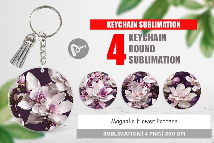 Keychain Magnolia Flower Pattern