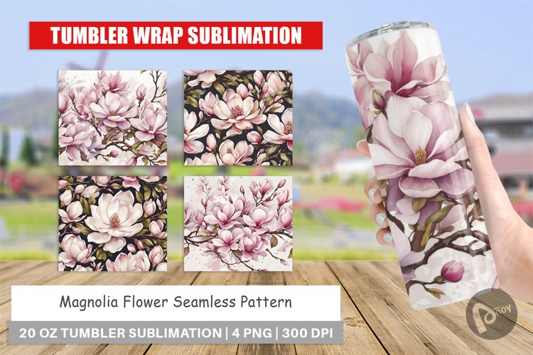 Tumbler Wrap Magnolia Pattern