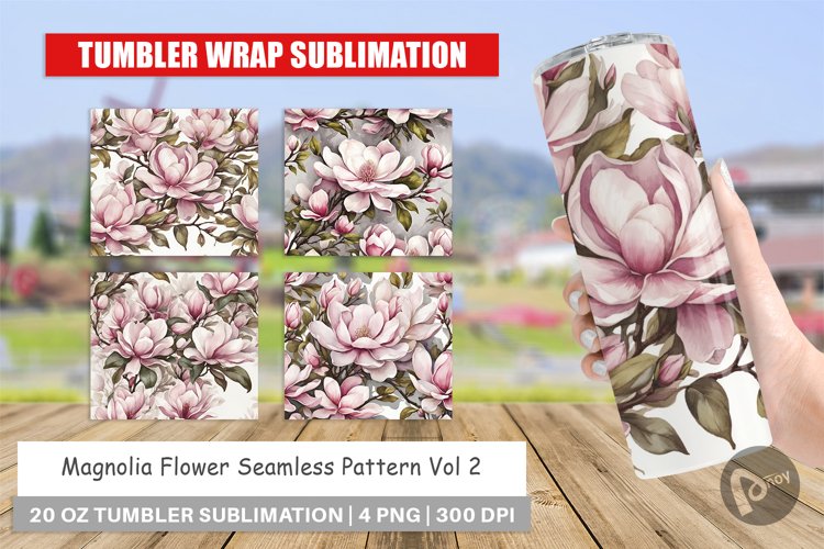 Tumbler Wrap Magnolia Pattern