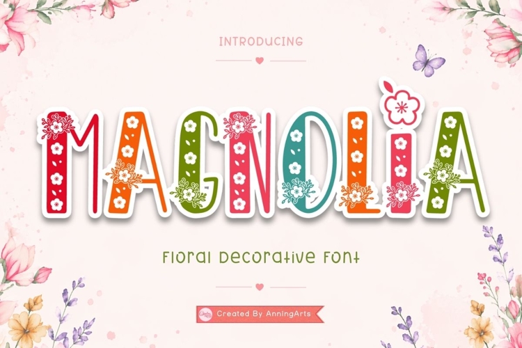 Magnolia - Floral Decorative Font