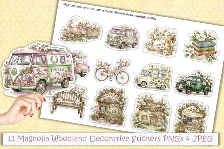 12 Magnolia Woodland Decoration Planner sticker PNGs