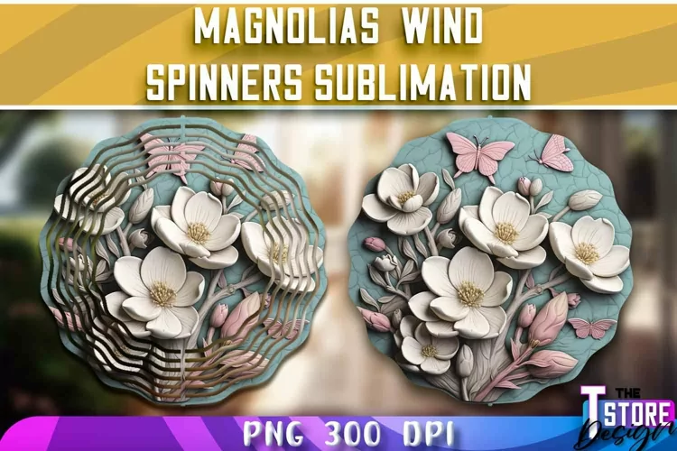 Magnolias Wind Spinners Sublimation | PNG Design | PNG File