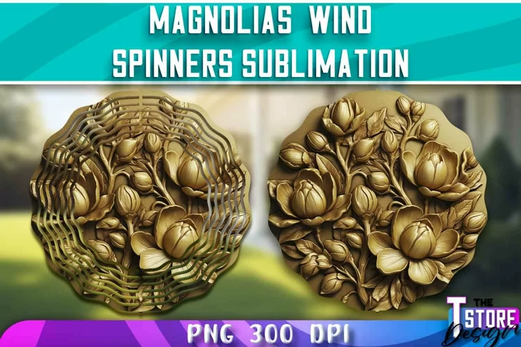 Magnolias Wind Spinners Sublimation | PNG Design | PNG File