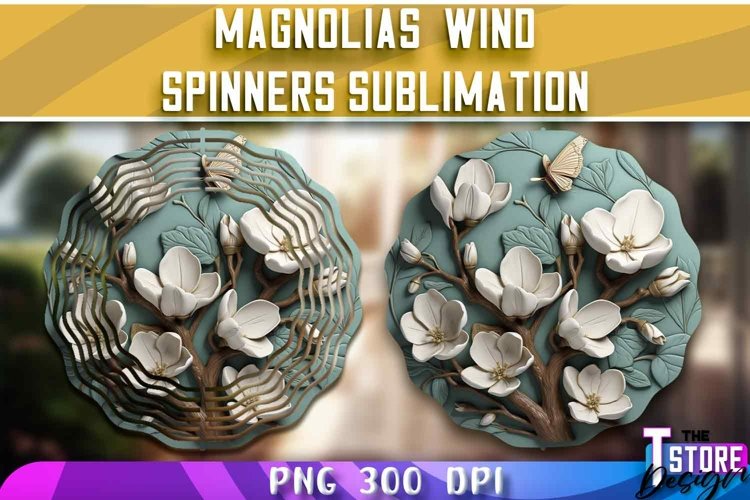 Magnolias Wind Spinners Sublimation | PNG Design | PNG File example image 1