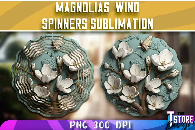 Magnolias Wind Spinners Sublimation | PNG Design | PNG File