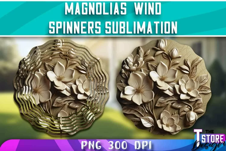 Magnolias Wind Spinners Sublimation | PNG Design | PNG File