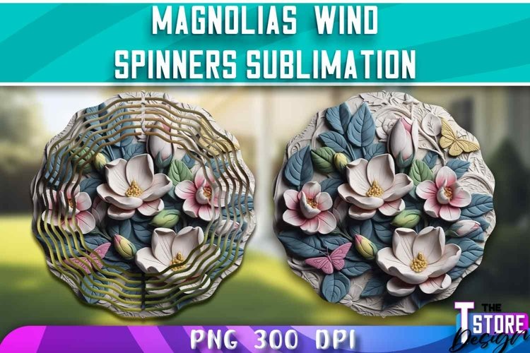 Magnolias Wind Spinners Sublimation | PNG Design | PNG File example image 1