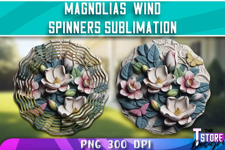 Magnolias Wind Spinners Sublimation | PNG Design | PNG File