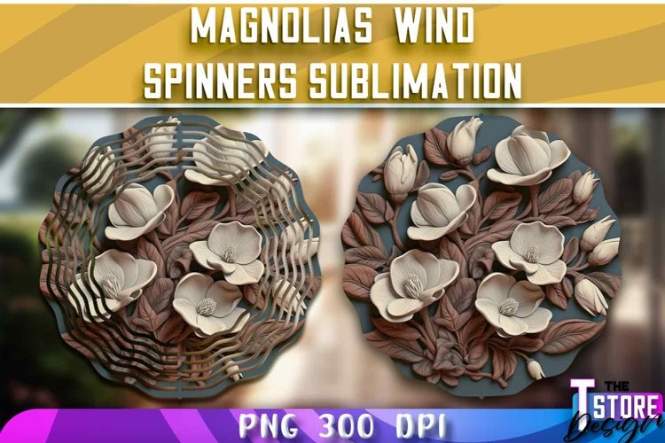 Magnolias Wind Spinners Sublimation | PNG Design | PNG File example image 1