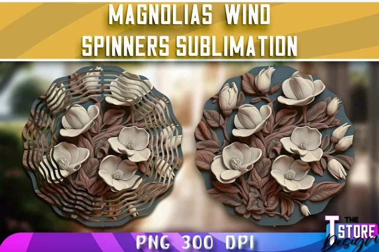 Magnolias Wind Spinners Sublimation | PNG Design | PNG File