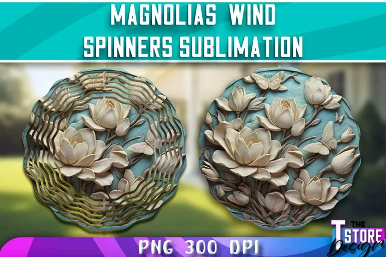 Magnolias Wind Spinners Sublimation | PNG Design | PNG File