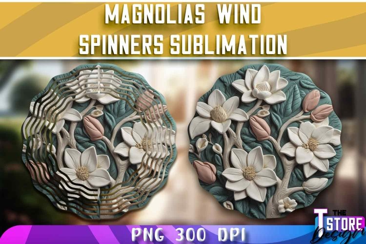 Magnolias Wind Spinners Sublimation | PNG Design | PNG File example image 1