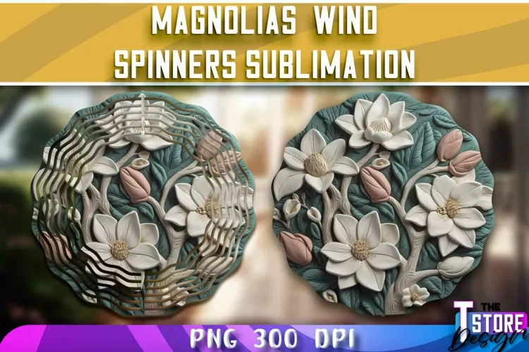 Magnolias Wind Spinners Sublimation | PNG Design | PNG File