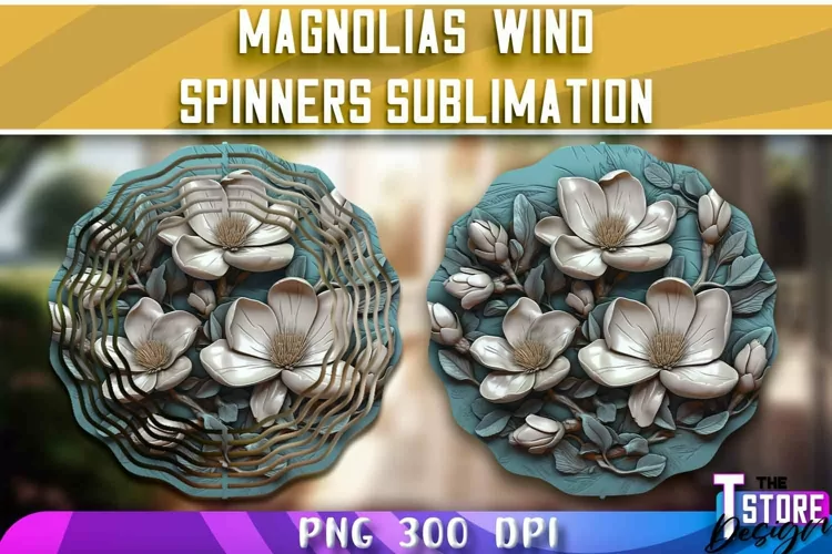 Magnolias Wind Spinners Sublimation | PNG Design | PNG File