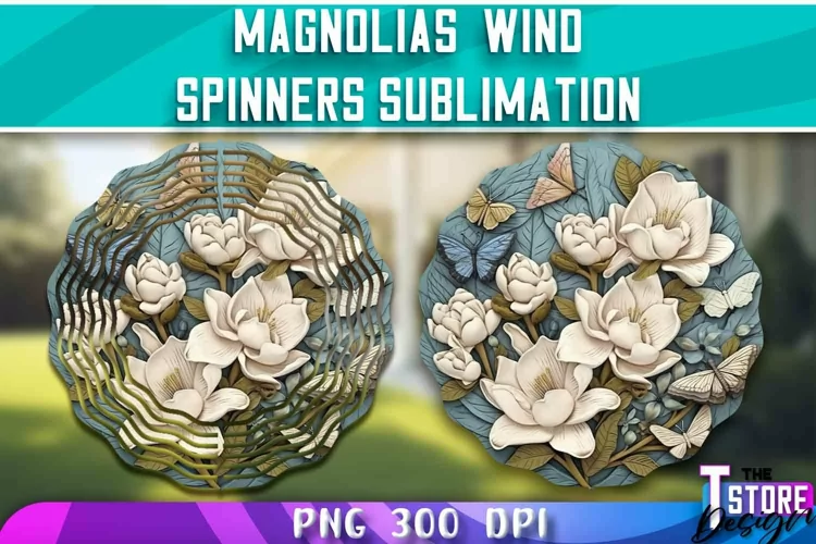 Magnolias Wind Spinners Sublimation | PNG Design | PNG File