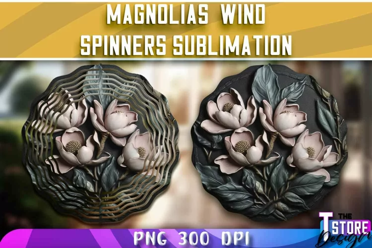 Magnolias Wind Spinners Sublimation | PNG Design | PNG File