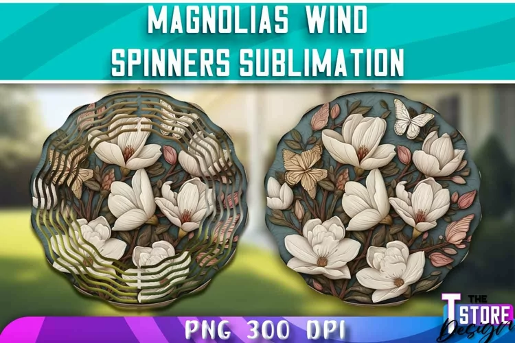 Magnolias Wind Spinners Sublimation | PNG Design | PNG File