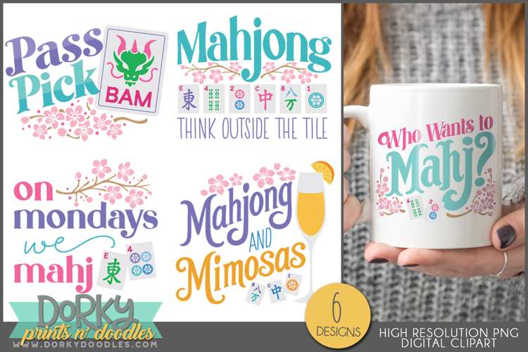 Fun American Mahjong Sublimation and Sticker Designs