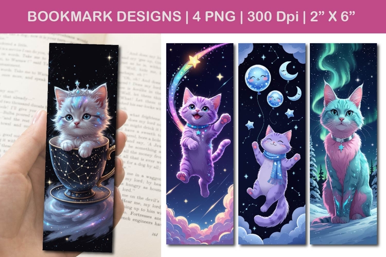 Celestial Kitten Bookmarks, Shooting Star Paws