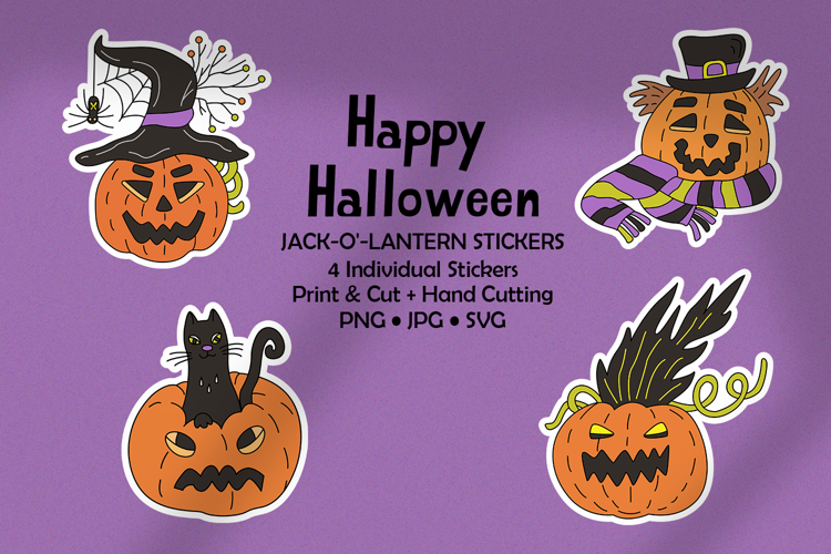 Halloween Jack-O’-Lantern Stickers for plotter and hand cut