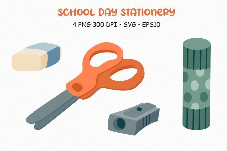 School Day Stationery Illustration