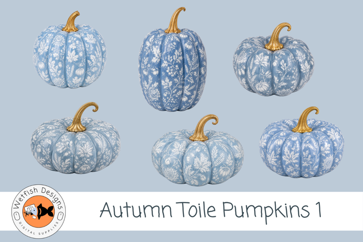 Fall Autumn PNG Toile Pumpkins 1