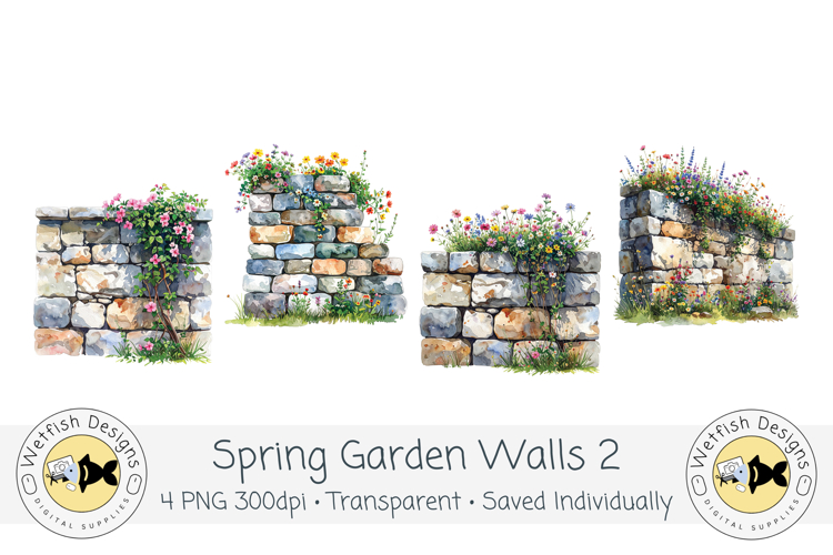 Watercolor PNG 300dpi Garden Walls 2