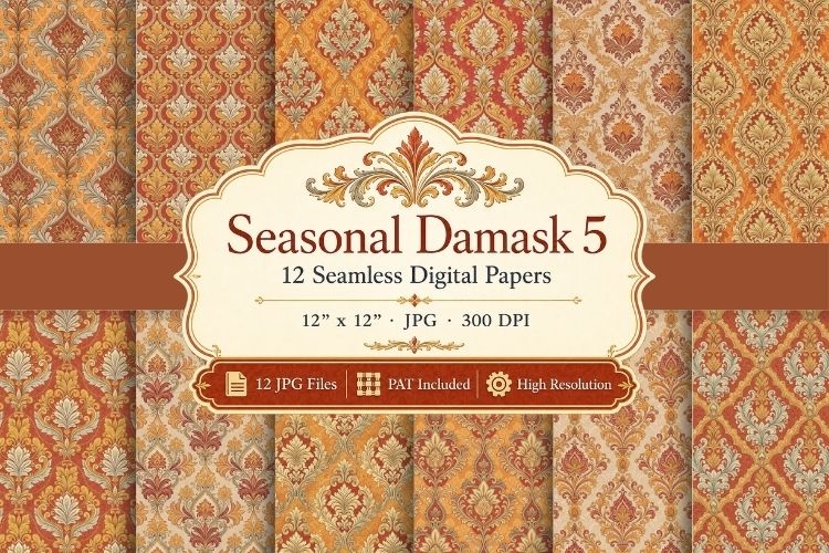 Seasonal Damask Papers & Patterns 5