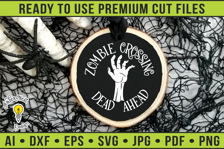 Zombie Crossing Dead Ahead | Halloween Round Ornament Sign