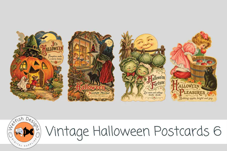 Halloween Vintage PNG Postcards 6