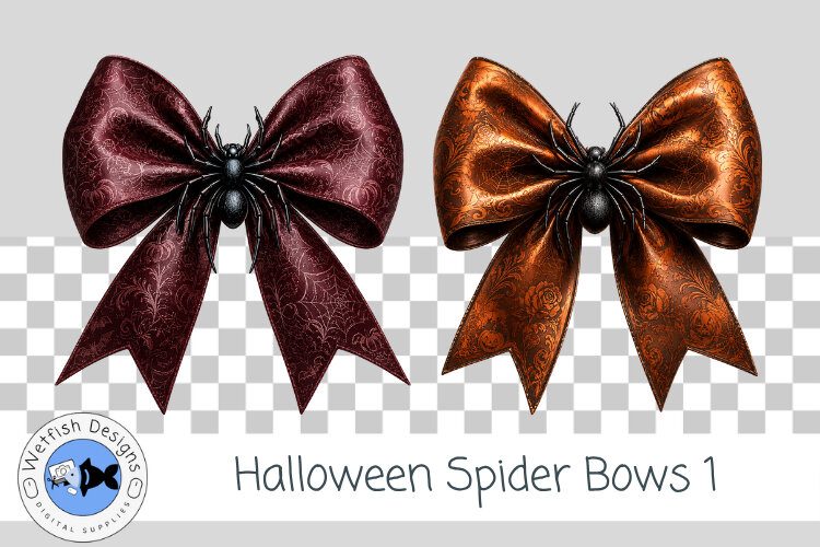 Halloween PNG Spider Bows 1 example image 1
