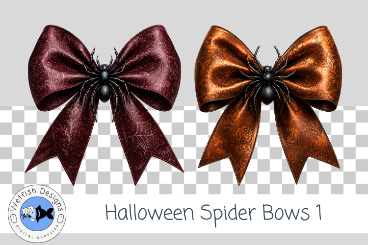 Halloween PNG Spider Bows 1