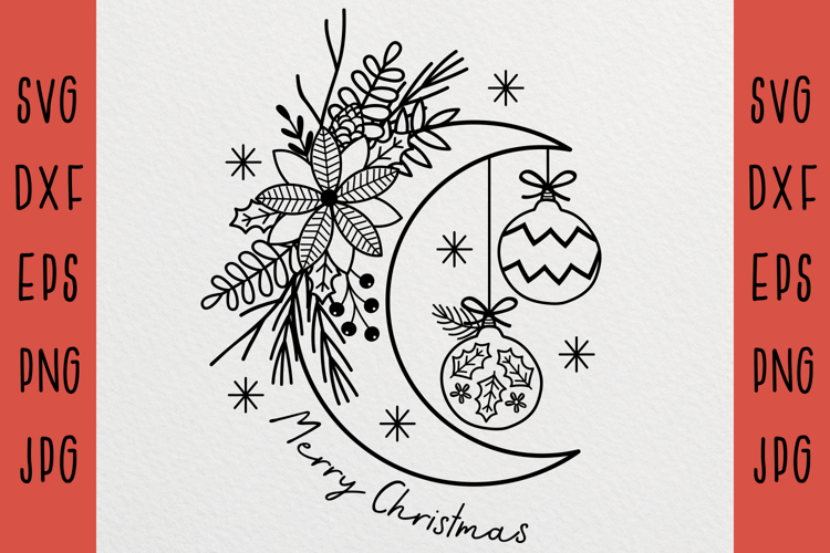 Christmas moon svg, Flower moon svg, Christmas toys svg,