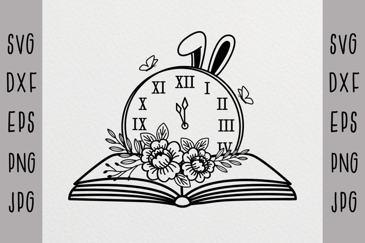 Floral Clock SVG, Book svg, floral clock SVG, Clock clipart,