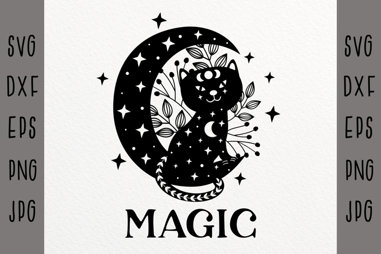Celestial svg, Cat svg ,Crescent, moon svg