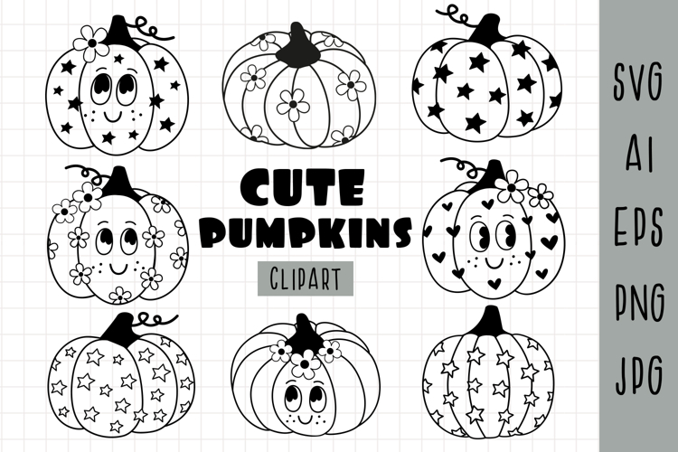 Cute Pumpkin Clipart, Groovy Autumn Clipart, Autumn png,