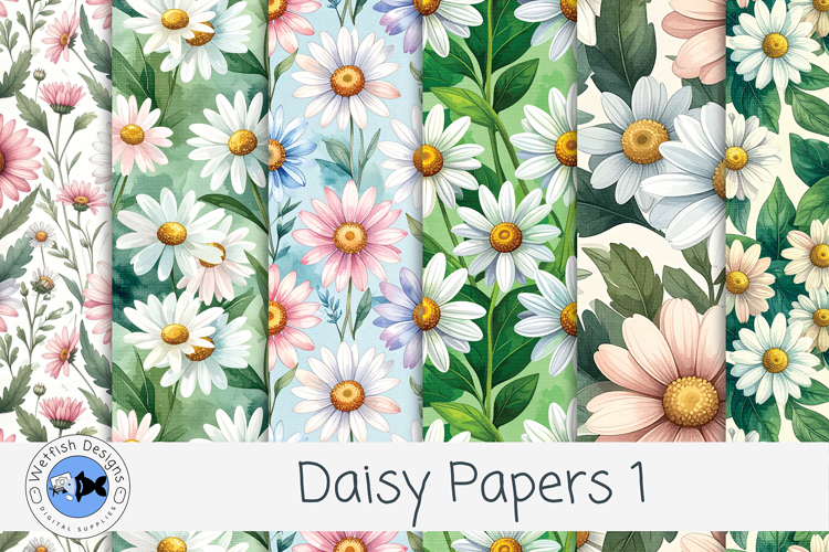 Daisy Digital Papers 1 Floral Scrapbook Backgrounds