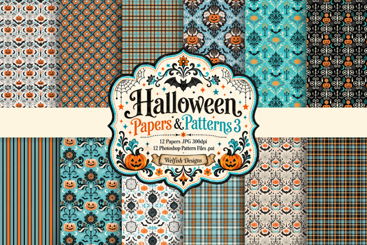 Halloween Seamless Papers & Photoshop Patterns 3