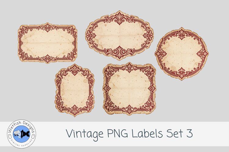 Vintage PNG Junk Journal Labels 3 example image 1