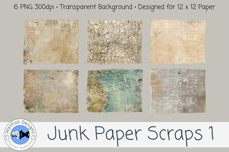 Junk Paper PNG Scraps 1 example image 1